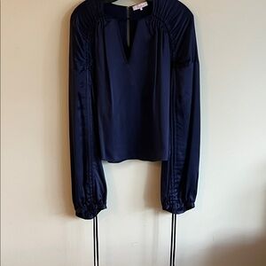 Parker Midnight Blue Blouse with Keyhole Detail